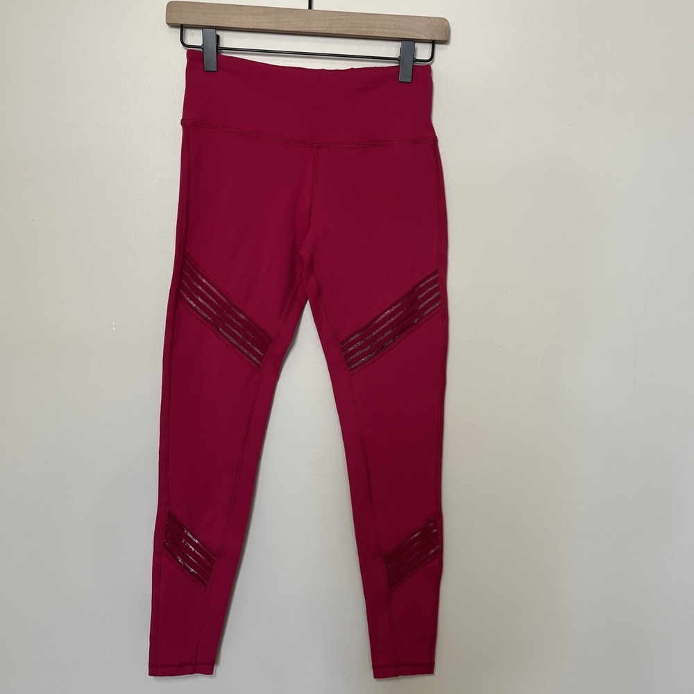 Glyder Workout Leggings Hot Pink Mesh‎ Detail XS